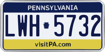 PA license plate LWH5732