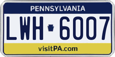 PA license plate LWH6007