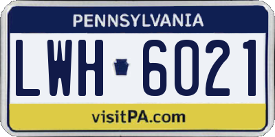 PA license plate LWH6021