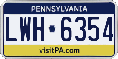 PA license plate LWH6354