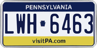 PA license plate LWH6463