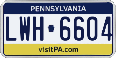 PA license plate LWH6604
