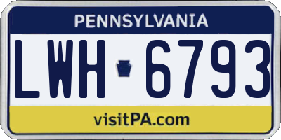 PA license plate LWH6793