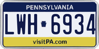 PA license plate LWH6934
