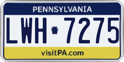 PA license plate LWH7275