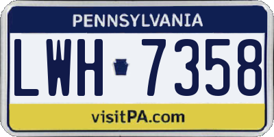 PA license plate LWH7358