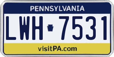 PA license plate LWH7531