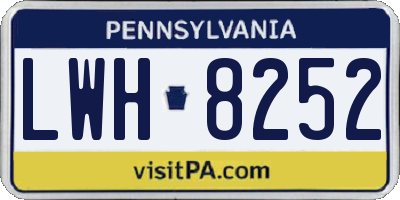 PA license plate LWH8252