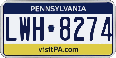 PA license plate LWH8274