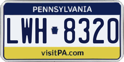 PA license plate LWH8320