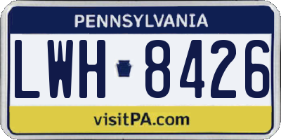 PA license plate LWH8426