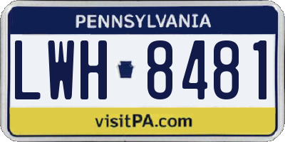 PA license plate LWH8481