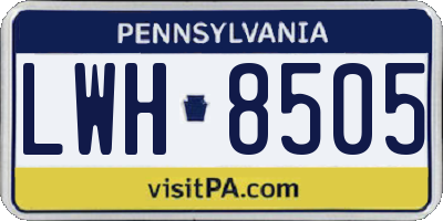 PA license plate LWH8505