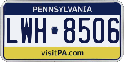 PA license plate LWH8506