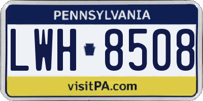 PA license plate LWH8508