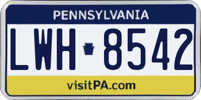 PA license plate LWH8542