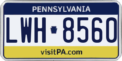 PA license plate LWH8560