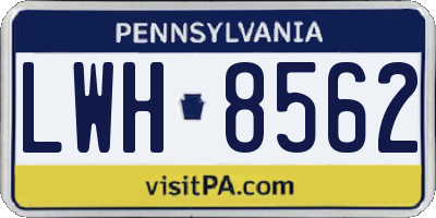 PA license plate LWH8562