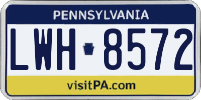 PA license plate LWH8572