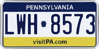 PA license plate LWH8573