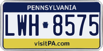 PA license plate LWH8575