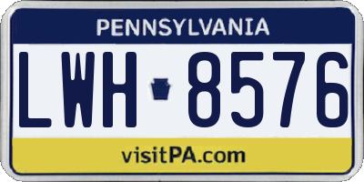 PA license plate LWH8576