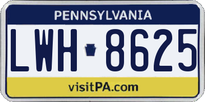 PA license plate LWH8625