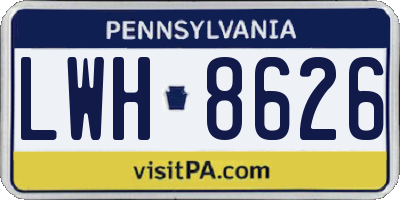 PA license plate LWH8626