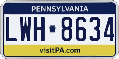 PA license plate LWH8634