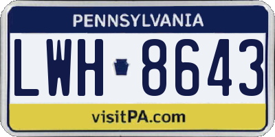 PA license plate LWH8643