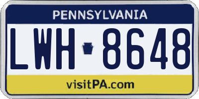 PA license plate LWH8648