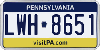 PA license plate LWH8651