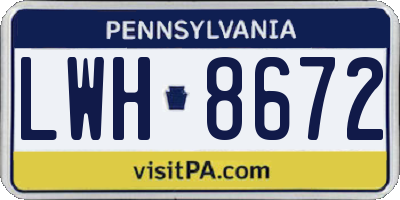 PA license plate LWH8672