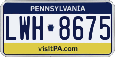 PA license plate LWH8675