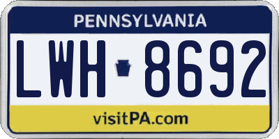 PA license plate LWH8692