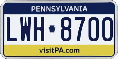 PA license plate LWH8700