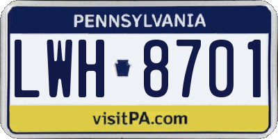 PA license plate LWH8701
