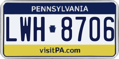 PA license plate LWH8706