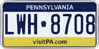 PA license plate LWH8708