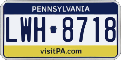 PA license plate LWH8718