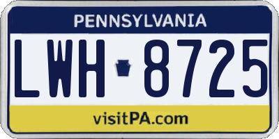 PA license plate LWH8725