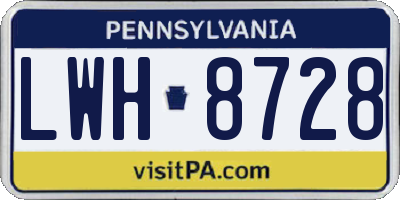 PA license plate LWH8728
