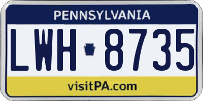PA license plate LWH8735