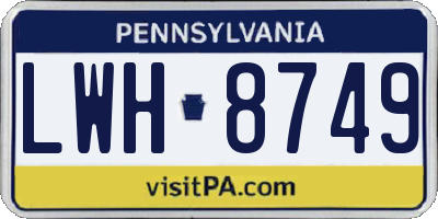 PA license plate LWH8749