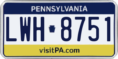 PA license plate LWH8751