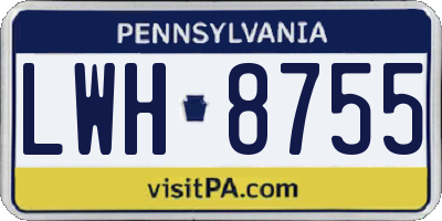 PA license plate LWH8755