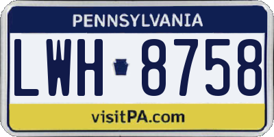 PA license plate LWH8758