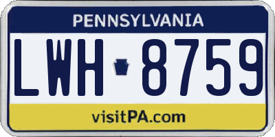 PA license plate LWH8759