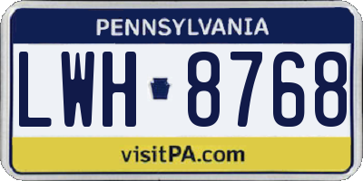 PA license plate LWH8768