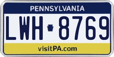 PA license plate LWH8769